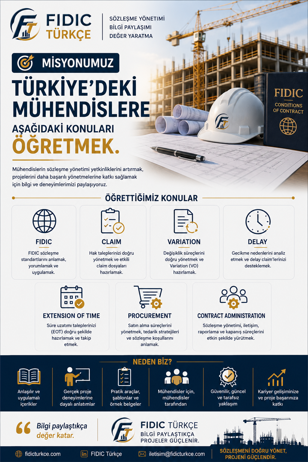 Misyonumuz: Türkiye'deki mühendislere sözleşme yönetimini öğretmek