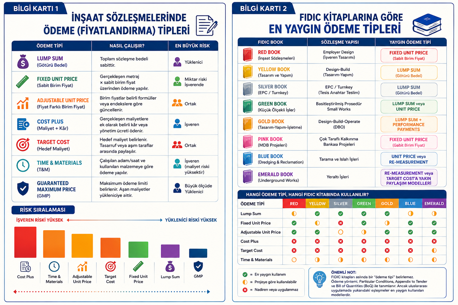İnşaat sözleşmelerinde ödeme (fiyatlandırma) tipleri