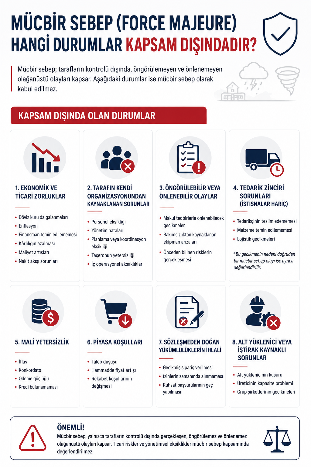 Mücbir sebep kapsamında olmayan durumlar