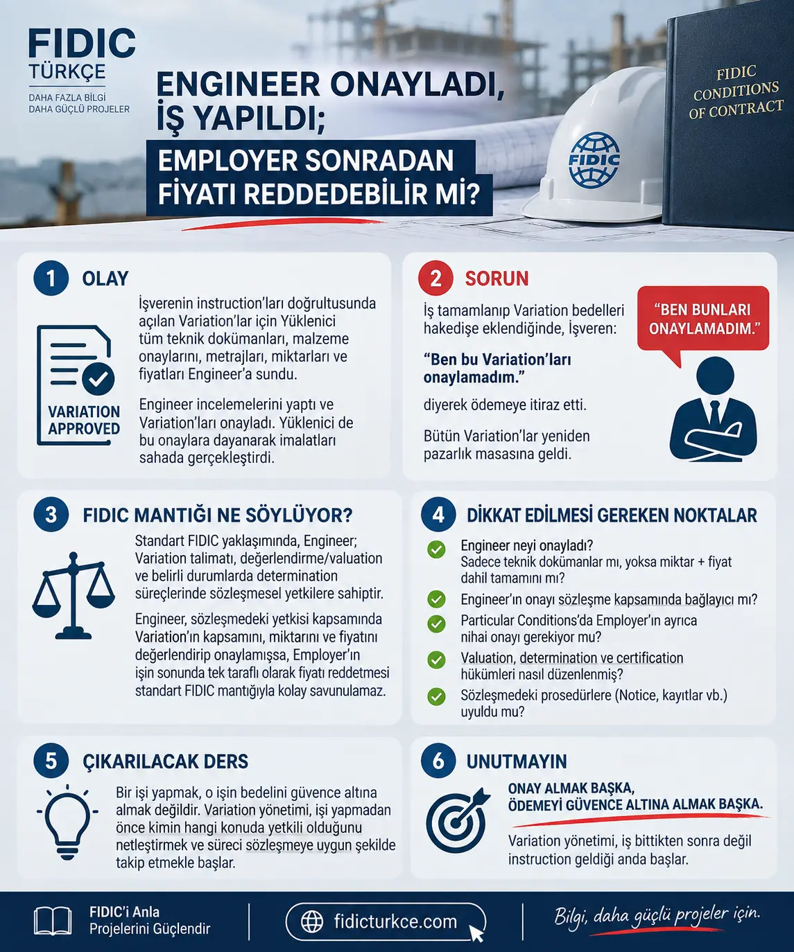 Engineer onayladı, iş yapıldı; Employer fiyatı reddedebilir mi?