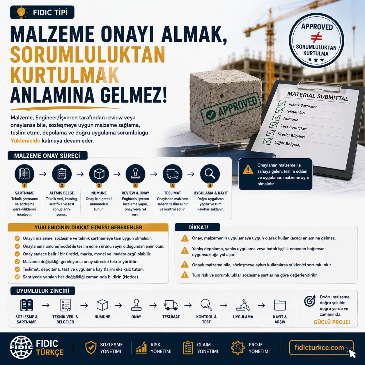 Malzeme onayı almak, sorumluluktan kurtulmak değildir